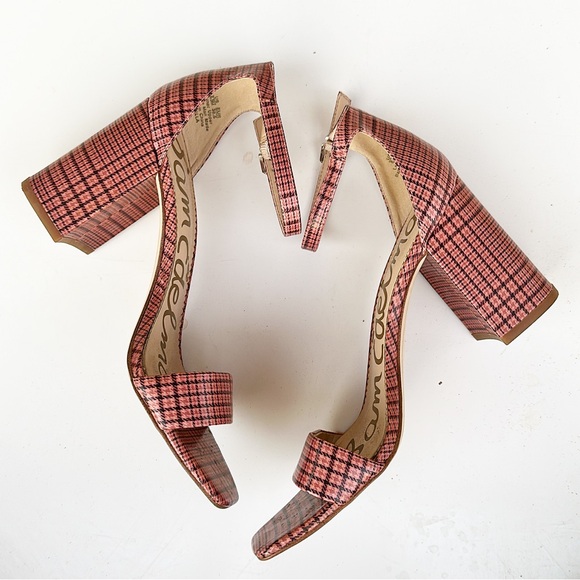 Sam Edelman Daniella Plaid Houndstooth Print Heels Sandals Open Toe Ankle Strap - Picture 5 of 8